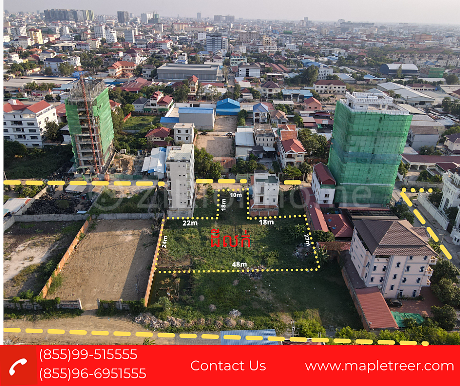 Land for sale urgent- 1348m2 Street 1019 (Hanoi) in Phnom Penh Thmey, Sen Sok, Phnom Penh.