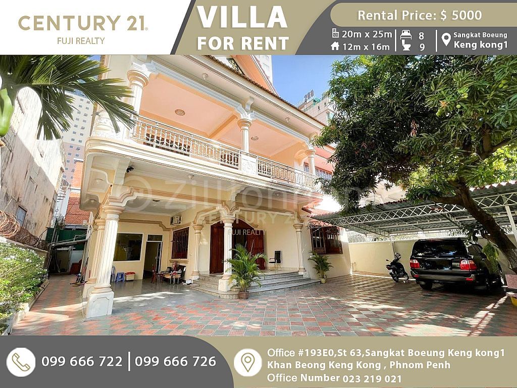 📢 Villa  for rent at Boeung Keng Kang I 