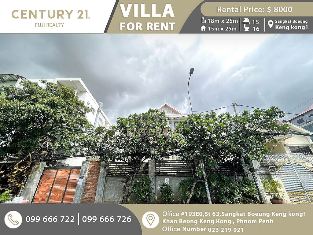 📢 Villa  for rent at Boeung Keng Kang I 